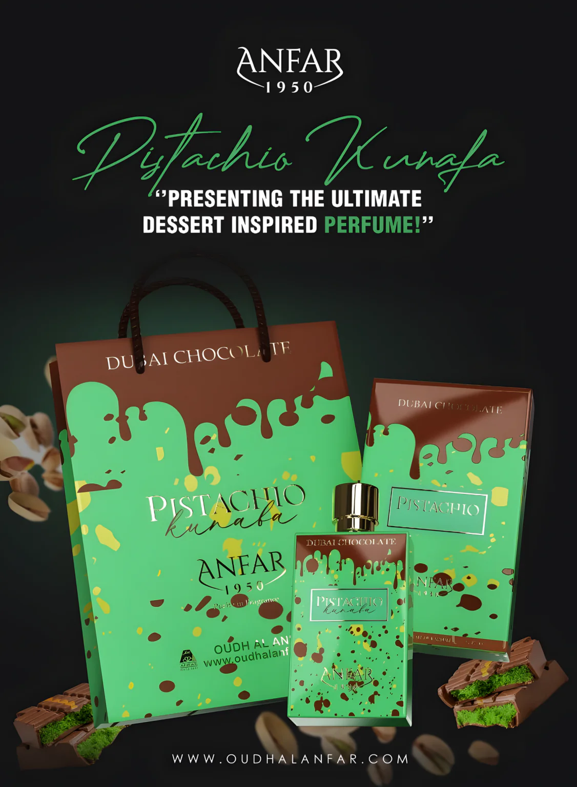 Pistachio Kunafa Dubai Chocolate ANFAR - Muestra 5 ml - Image 5