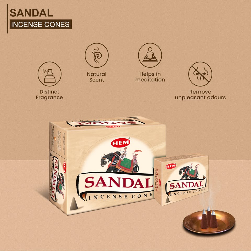 Sandal Conos de Incienso HEM 25gr (10 conos) - Image 2