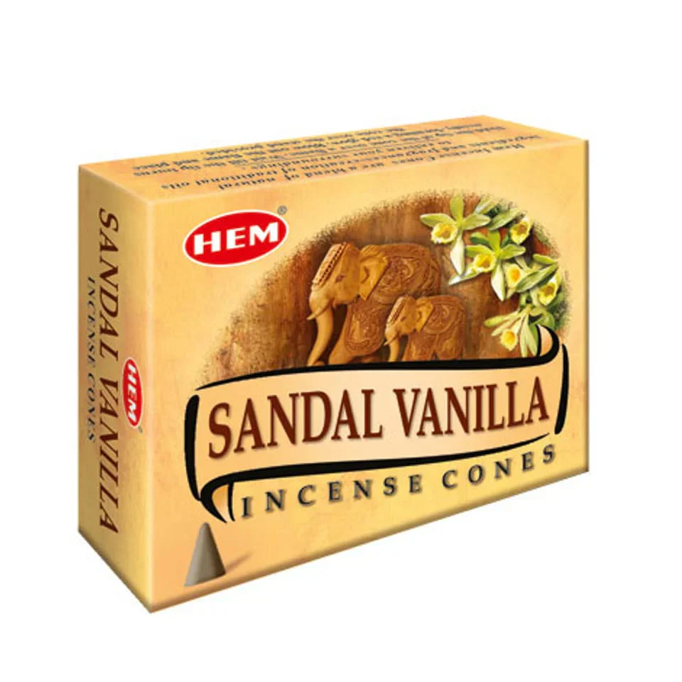 Sandal Vanilla Conos de Incienso HEM 25gr (10 conos)
